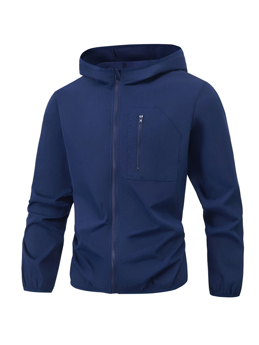 1pc Boys Casual Cowboy Basic Hooded Jacket, Suitable For Daily Commute, School, Autumn/Winter Outerwear, Can Be Worn With Inner Layers Navy Blue - Navy Blue - View 1
