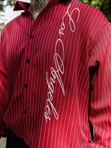 Artur Kramer Men's Casual Commuter Striped Long Sleeve Shirt - Red - View 5