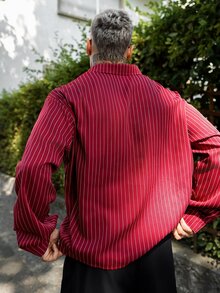 Artur Kramer Men's Casual Commuter Striped Long Sleeve Shirt - Red - View 2