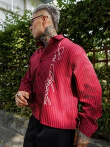 Artur Kramer Men's Casual Commuter Striped Long Sleeve Shirt - Red - View 3