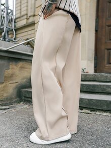 Artur Kramer Men's Casual Solid Color Wide Leg Pants, Fall - Khaki - View 4