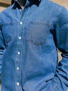 Artur Kramer Men Cotton Dual Pocket Denim Shirt Without Tee, Couple Things - Medium Wash - View 6