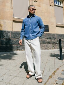 Artur Kramer Men Cotton Dual Pocket Denim Shirt Without Tee, Couple Things - Medium Wash - View 3