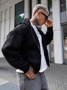 Artur Kramer 男士休闲短款连帽开衫 - 黑色 - 查看 5