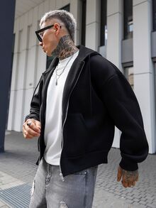 Artur Kramer 男士休闲短款连帽开衫 - 黑色 - 查看 4