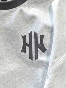 HypeHours 男士单色字母印花短袖休闲简约优雅圆领基础款T恤 - 彩色 - 查看 3