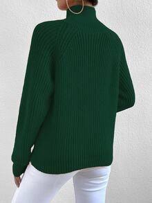 Selianne Women's Stand Collar Raglan Sleeve Pullover Sweater,Long Sleeve Tops Knit Pullover Fall Winter Sweater - Green - View 2