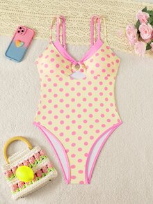 SHEIN Swim 春夏女款格紋細肩帶連身泳衣，適合海灘度假 - 彩色 - 查看 2