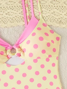 SHEIN Swim 春夏女款格紋細肩帶連身泳衣，適合海灘度假 - 彩色 - 查看 5
