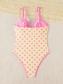 SHEIN Swim 春夏女款格紋細肩帶連身泳衣，適合海灘度假 - 彩色 - 查看 4