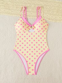 SHEIN Swim 春夏女款格紋細肩帶連身泳衣，適合海灘度假 - 彩色 - 查看 7