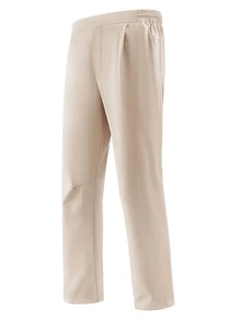 Manfinity Homme 男士寬鬆直筒卡其長褲，素色直筒褲，適合秋季 - 卡其色 - 查看 2
