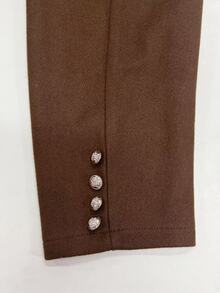 Velvienne Plus Size Elegant Street Style Button Long Sleeve Overcoat Winter - Coffee Brown - View 6