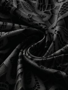 SHEIN LUNE [印花設計] 女款蕾絲休閒百搭日常穿搭上衣 - 黑色 - 查看 4