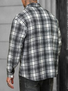 Manfinity CasualCool 男士格紋長袖單排扣休閒口袋羊毛衫 - 彩色 - 查看 2