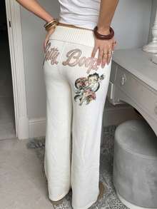 CovetEZ Betty Boop x SHEIN Women's Solid Color Casual Daily Knit Long Pants - Multicolor - View 2
