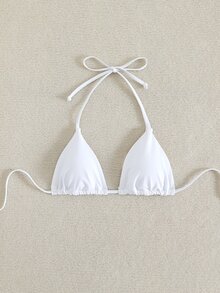 SHEIN Swim 掛脖比基尼上衣 - 白色 - 查看 5
