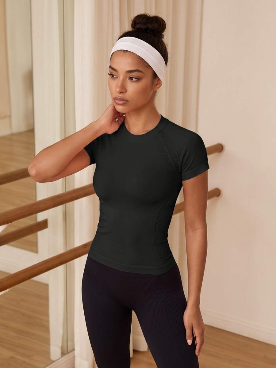Eassivo Eassivo Leisure Solid Raglan Sleeve Sports Tee