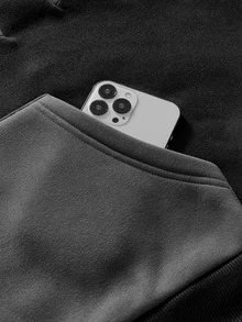 AXEPEAK 男士針織時尚休閒寬鬆版型長袖連帽衫 - 黑色 - 查看 5