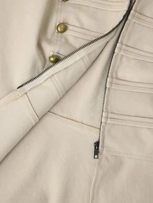 SHEIN CURVE+ 大尺碼 22W 秋冬新款時尚復古鈕扣裝飾西裝外套，適合優雅通勤、假日派對宴會，適合 5XL 大尺碼女性 - 卡其色 - 查看 6