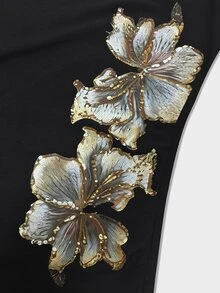 SHEIN [印花設計] 女款花卉印花抽繩側邊設計時尚抹胸上衣 - 彩色 - 查看 5