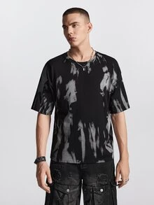 Manfinity Hypemode Men's Fashion Printed Short Sleeve Knit Top - Black - View 8