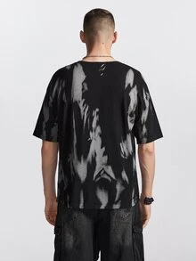Manfinity Hypemode Men's Fashion Printed Short Sleeve Knit Top - Black - View 2