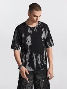 Manfinity Hypemode Men's Fashion Printed Short Sleeve Knit Top - Black - View 6