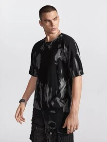 Manfinity Hypemode Men's Fashion Printed Short Sleeve Knit Top - Black - View 9