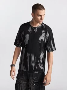 Manfinity Hypemode Men's Fashion Printed Short Sleeve Knit Top - Black - View 7
