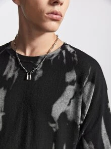 Manfinity Hypemode Men's Fashion Printed Short Sleeve Knit Top - Black - View 3