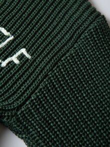 Manfinity Roughcore 男士字母刺繡仿舊毛衣 - 墨綠色 - 查看 7