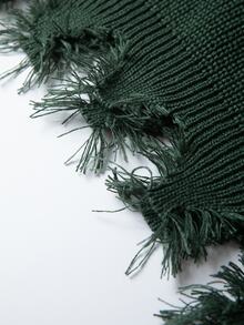 Manfinity Roughcore 男士字母刺繡仿舊毛衣 - 墨綠色 - 查看 4