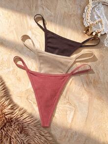 Bare Chapter Women's 3-Piece Rhinestone Chain Back Strap Thong Set - Multicolor - View 2