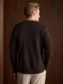 Manfinity CasualKnits 男士復古時尚長袖羅紋針織衫，舒適秋冬夾克 - 彩色 - 查看 4