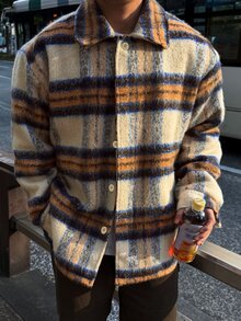 DAZY Autumn/Winter Men's Flannel Plaid Jacquard Shacket - Multicolor - View 3