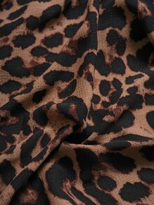 Veslaya Plus Size Autumn Elegant Leopard Print Drop Shoulder Button Shirt - Multicolor - View 6