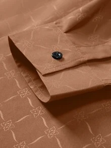 Calvornis Men's Button Down Long Sleeve Slim Fit Business Formal Dress T-Shirt, Long Sleeve Brown Shirt, Fall, Ceremony - Coffee Brown - View 6