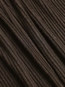 Sweetra Solid Foldover Cold Shoulder Crop Top Flare Leg Pants Set Lounge Dark Brown Autumn Casual - Coffee Brown - View 5