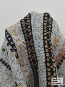 Linhara CURVE Plus Geo Pattern Sweater Winter - Blue - View 7