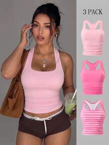 Sweetra 2026 New Women's Plus Size Tank Top 3 Pieces Set - Multicolor - View 1