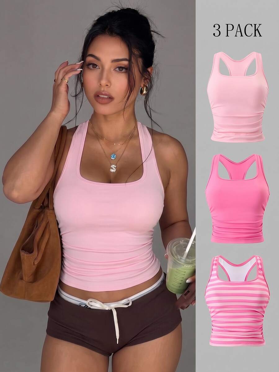 Sweetra 2026 New Women's Plus Size Tank Top 3 Pieces Set - Multicolor - View 1