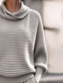 Penseblé Women's Solid Color Casual Versatile Daily Wear Long Sleeve Sweater - Grey - View 5