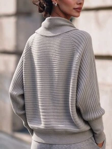Penseblé Women's Solid Color Casual Versatile Daily Wear Long Sleeve Sweater - Grey - View 4
