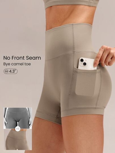GLOWMODE 4.3" FeatherFit™ Anti-Slip Pocket Bike Shorts Non Front Seam Low Impact Cycling Running Gym Workout Summer