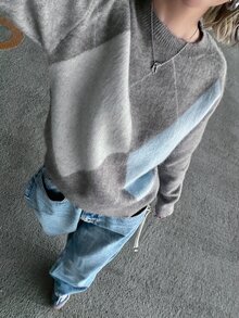 FRIFUL Women's Autumn Contrast Color Diamond Pattern Sweater - Grey - View 6