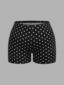 SHEIN EZwear 2条装休闲复古波点黑色加大码女式短裤 - 彩色 - 查看 3