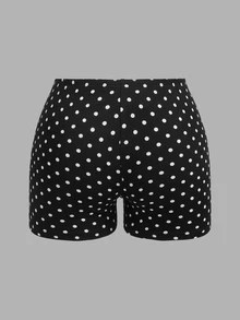 SHEIN EZwear 2条装休闲复古波点黑色加大码女式短裤 - 彩色 - 查看 4