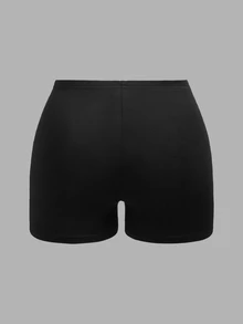 SHEIN EZwear 2条装休闲复古波点黑色加大码女式短裤 - 彩色 - 查看 6