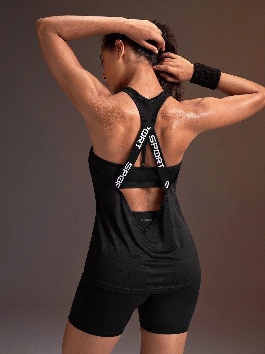 Powerista Women's Simple Versatile Sports Tank Top For Yoga And Fitness - Black - View 1